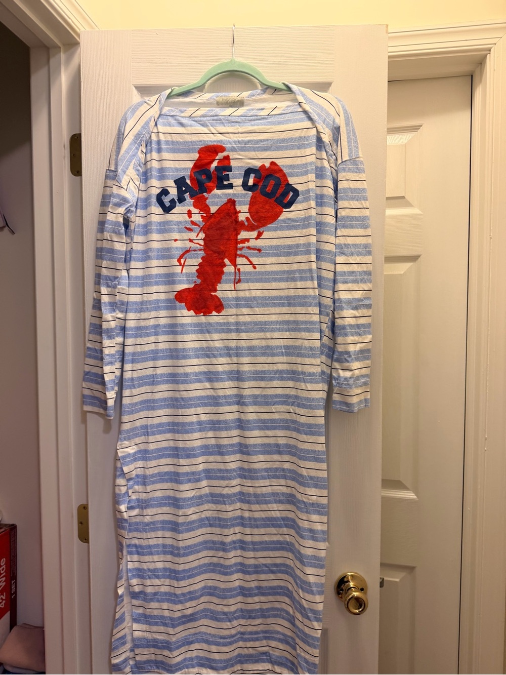 Cape cod Striped Blue & White dress with Red Lobster Graphic